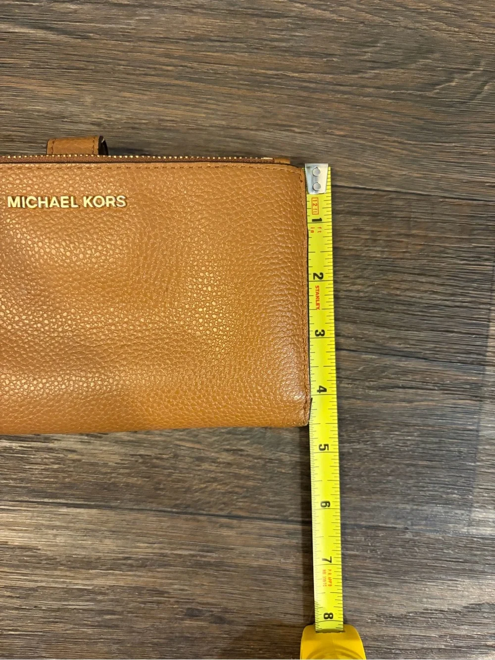 Michael Kors Brown Pebbled Leather w/Gold Accents Double Zip Wristlet